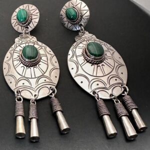 Brincos Malaquita em Prata 925