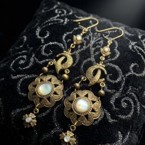 Brinco elegante em prata 925 banhada a ouro com madre pérola
