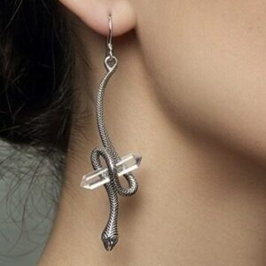 Brincos Serpente com Crystal em Prata 925