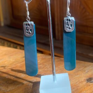 Brincos em Prata 925 com Ágata Verde Natural