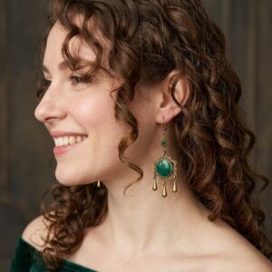 brinco cobre e quartzo verde